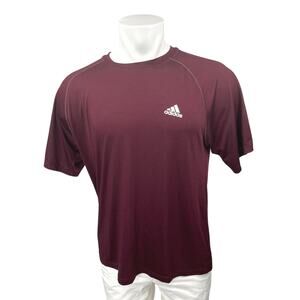 Adidas Climalite Men's Red Maroon Short Sleeve Crew Neck Tee T-Shirt Top Size M